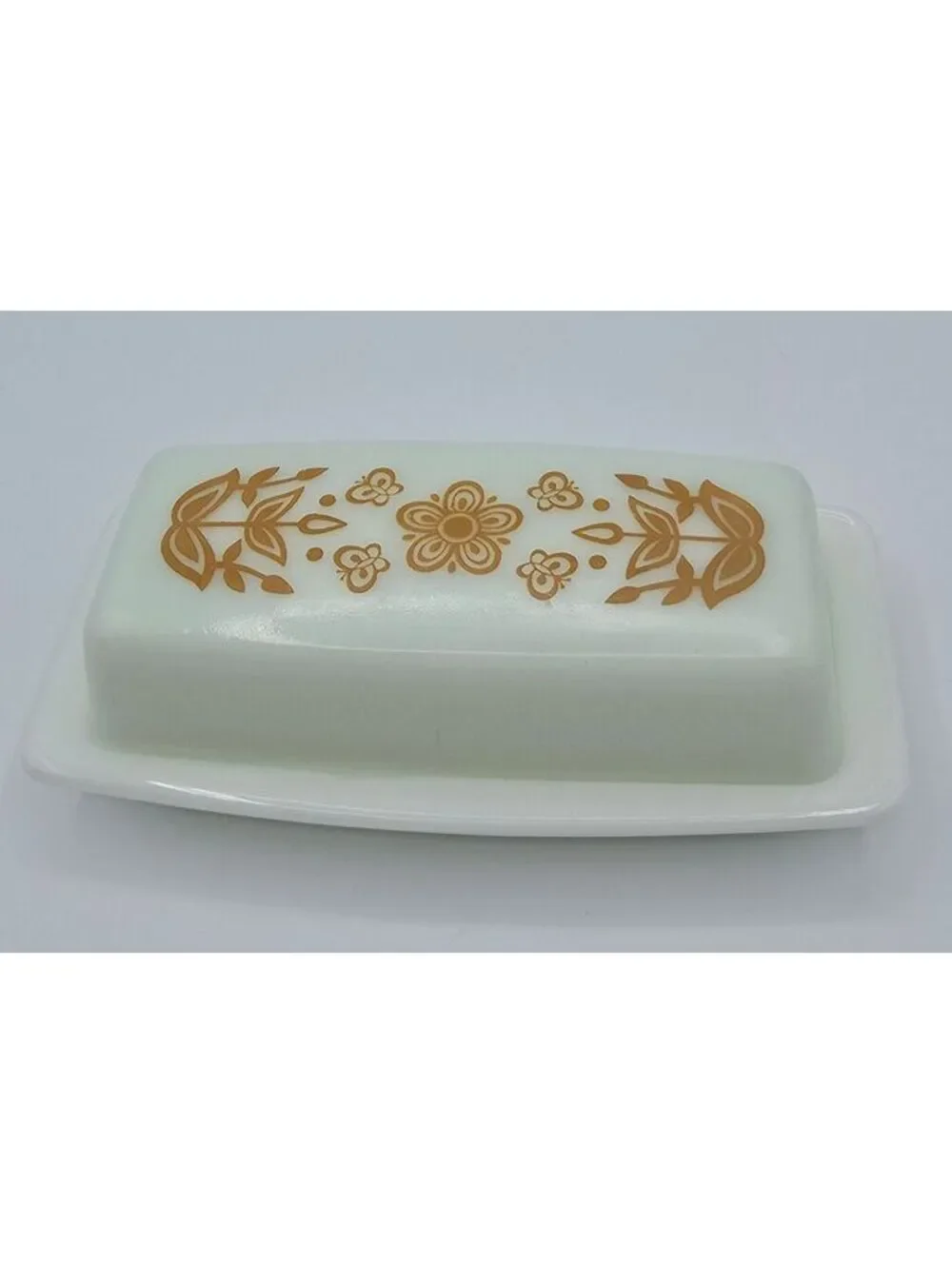 Vintage Pyrex Butterfly Gold 72-B Covered Butter Dish 1970s USA